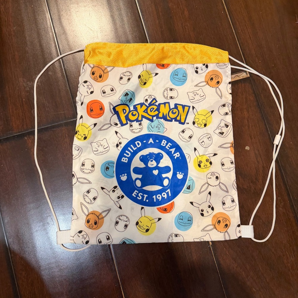 Pokemon Build-A-Bear Workshop Drawstring Backpack Cinch Bag Pikachu Eevee‎ Print